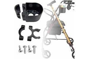 Cane Holder for Rollator, Walker, Knee Scooters - Universal Crutches Stick Bracket Accessories, Fits for Round Tube 0.96" Dia