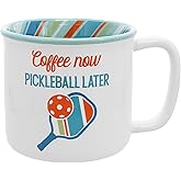 Pavilion Gift Company – Coffee Now Pickleball Later – 18 oz Tea Cup Mug Sport Funny Novelty Gift