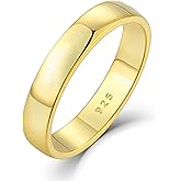 STARCHENIE 925 Sterling Silver 14K Gold Plated Wedding Band Ring, 2mm 3mm 4mm 5mm 6mm Width, Comfort Fit High Polish, for Men and Women