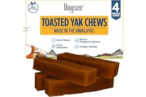 Dogsee Toasted Yak Cheese Himalayan Dog Chews (Medium - 4 Chews) | Extra Long-Lasting | Double Cooked for Extra Smoky Cheese Flavor | Rich in Protein & Calcium | Easy to Digest | for Cleaning Teeth