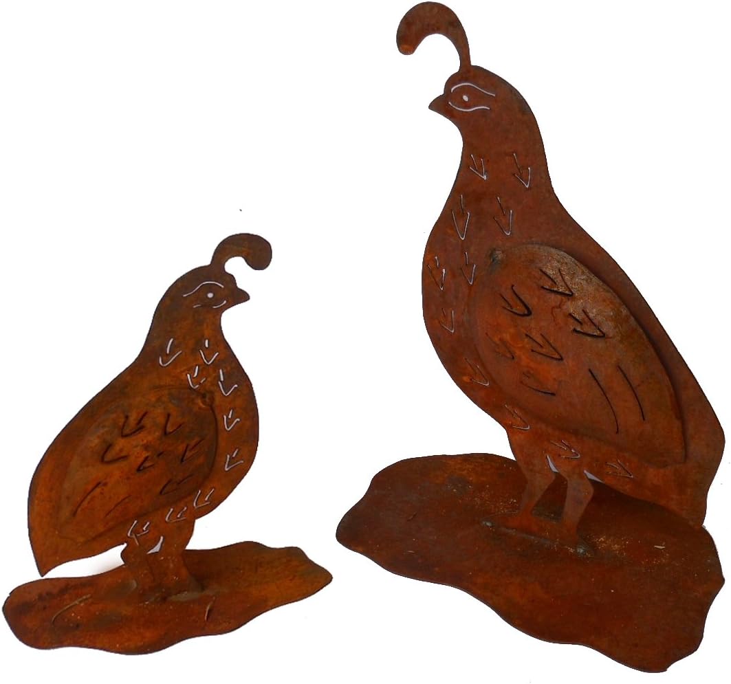 Rustic Metal Garden Sculpture Quail (Set of 2 sizes