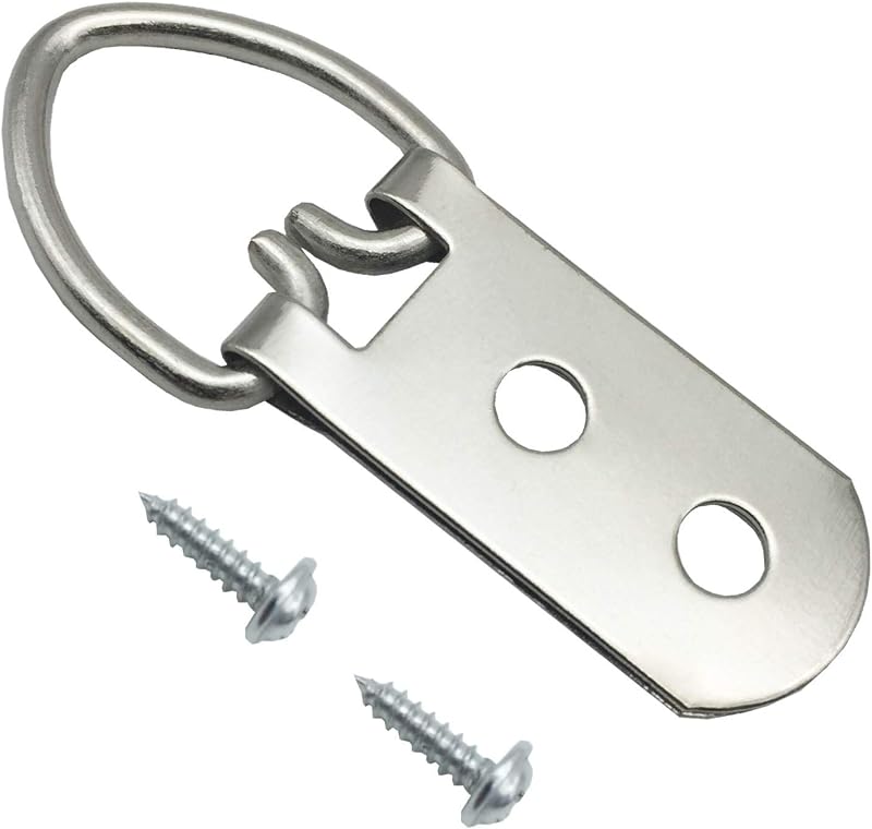 EesTeck 20 Pack Heavy Duty Picture Hangers with Screws D-Ring Silver