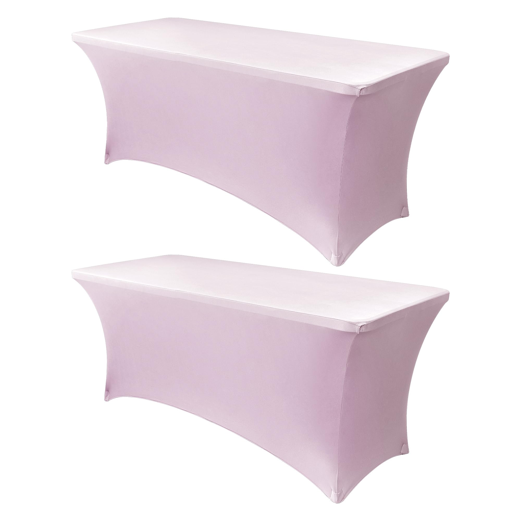 Photo 1 of Obstal 6ft Stretch Spandex Table Cover for Standard Folding Tables - Universal Rectangular Fitted Tablecloth Protector for Wedding, Banquet and Party, 72L x 30W x 30H Inches, Light Pink, 2pc