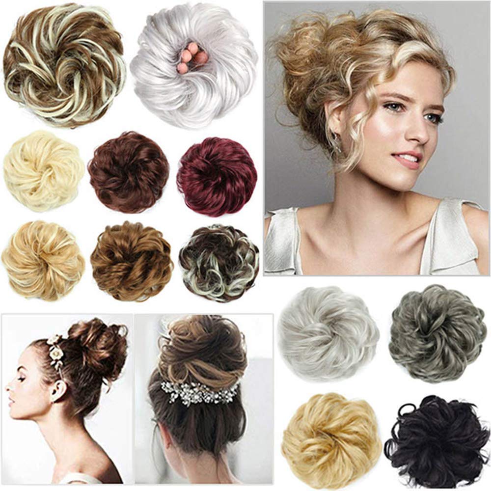 Buy Blonde Mix Dark Blonde Asulis Hair Bun Extensions Wavy Curly