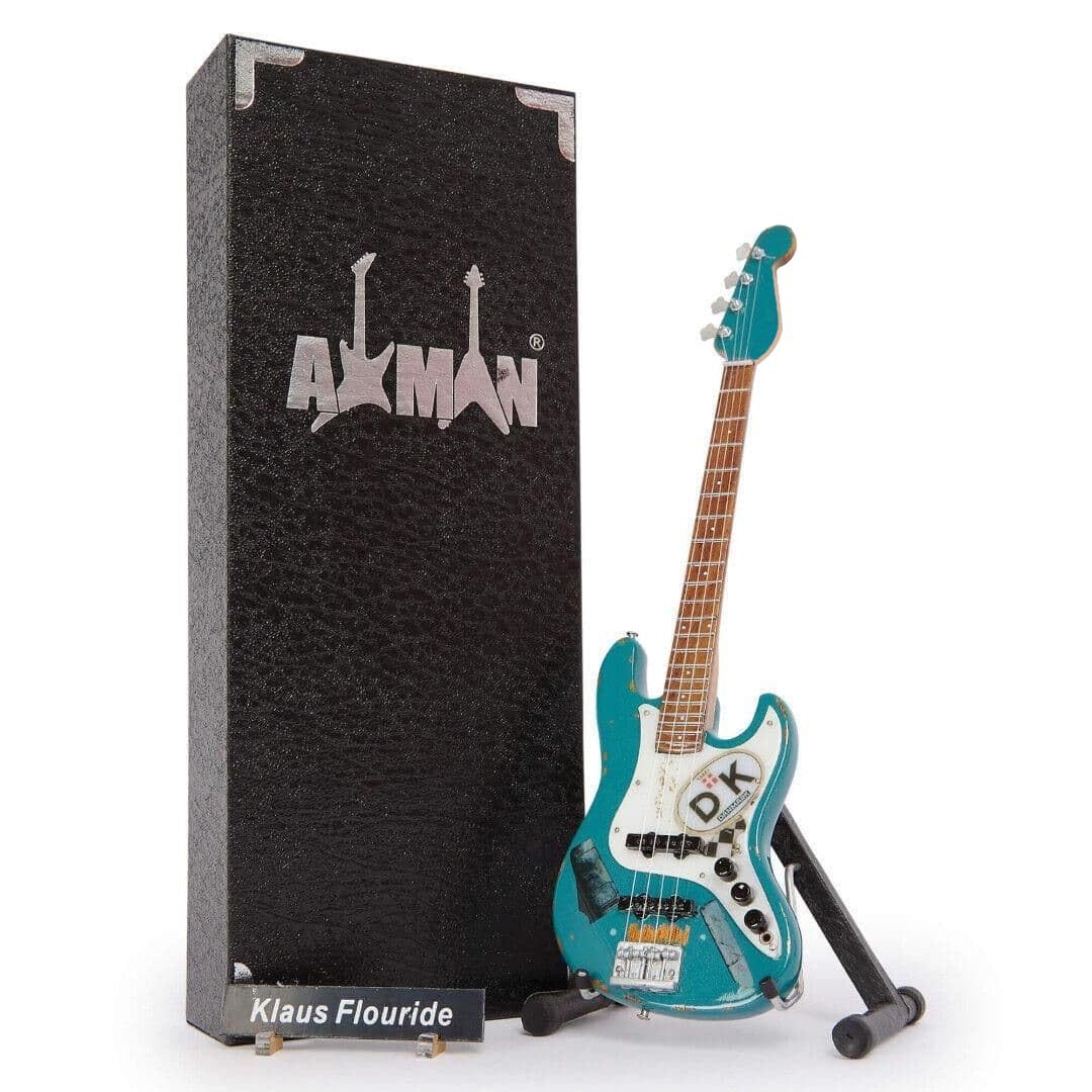 Klaus Flouride - Miniature Guitar Replica - Music Gifts - Handmade Ornamental 1/4 Scale - Includes a Display Box, Name Tag and Miniature Guitar Stand