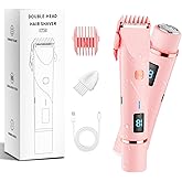 Bikini Trimmer for Women, 2 in 1 Electric Razors for Women Pubic Hair, IPX7 Waterproof Dual Head Bikini Shaver with LED Display, Rechargeable Electric Trimmer (Pink)
