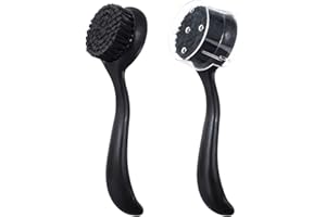 2 Pcs Large Facial Cleansing Brush Charcoal Bristles Black, Ooloveminso Manual Face Brushes for Deep Cleansing and Exfoliating, Face Scrubber to Massage, Pore Exfoliation, Makeup Remove and Skin Care