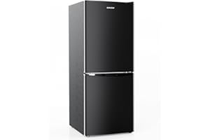 BANGSON 4.0 Cu.Ft Small Refrigerator with Freezer, Small Fridge with Bottom Freezer, for Apartment, Bedroom, Dorm, and Office, Double Door, Black