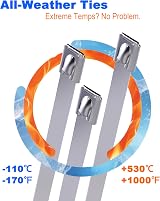 ZOOSUNX 304 Stainless Steel Cable Ties 100Pcs 28In Heavy Duty view 3