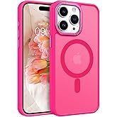 BENTOBEN Magnetic for iPhone 15 Pro Max Case,[Compatible with MagSafe] Translucent Matte Frosted Anti-Fingerprint Slim Shockproof Women Men Protective Cover Case for iPhone 15 Pro Max 6.7",Hot Pink