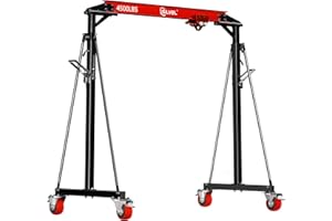 SILVEL Adjustable 2T Gantry Crane - MAX4500Lbs Capacity Portable Hoist Frame, 8.41FT Maximum Capacity Width, 8.57-12.50ft Adjustable Height, Lifting Gantry for Factories, Warehouses, Garage, Red