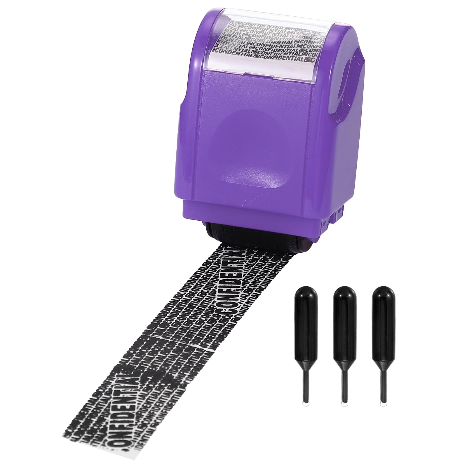 PATIKIL Identity Theft Protection Roller Stamps, Confidential Roller Stamp Guard Your ID Roller with 3 Refill Ink for Address Security Privacy Protection, Purple