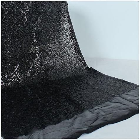 3mm Black Sparkle Sequins Fabric For Sewing Costumes Knit Dot Strechy sold by half of the yard Tablecloth Linen Sequin Tablecloth Table Runner