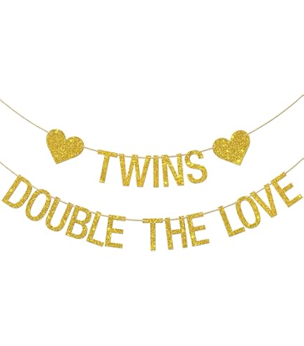 Maicaiffe 'It's Twins' Hängedeko – 18-teiliges Glitzer-Set Mit Luftschlangen Für Zwillinge-Babyparty & 1. Geburtstag