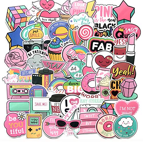 Yizeda 160 PCS Girl Cute Lovely Laptop Stickers Pink Decorative-Stickers Phone Guitar Water Bottle Motorcycle Skateboard Bicycle Bike Sticker Decal