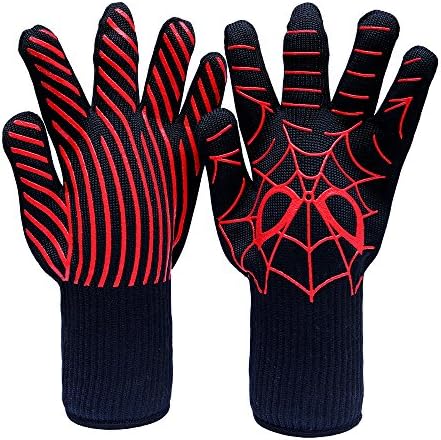 KSHS - 932F Extreme Heat Resistant BBQ Gloves ,Grill Gloves ,Oven Mitts ,Kitchen Mitts (Long 1 Pair)-Protective Gloves for Oven,Outdoor Barbecue,Fireplace Camping