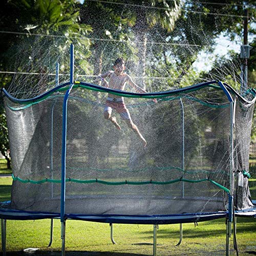 YLLuck Trampoline Water Sprinkler, Summer Water Game Toys Accessories, Park Fun Game Toys, Made to Attach On Trampoline Safety Net Enclosure Great for Boys & Girls and Adults (20 & 40 ft) (20FT)
