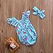 Baby Girls' Full Flower Print Buttons Ruffles Romper Bodysuit with Headband (90(12-18M), Blue(with headband))