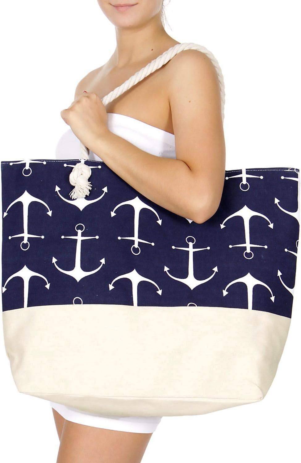 OZCHIN Beach Bags and Totes for Women Great Gifts for Women (L)