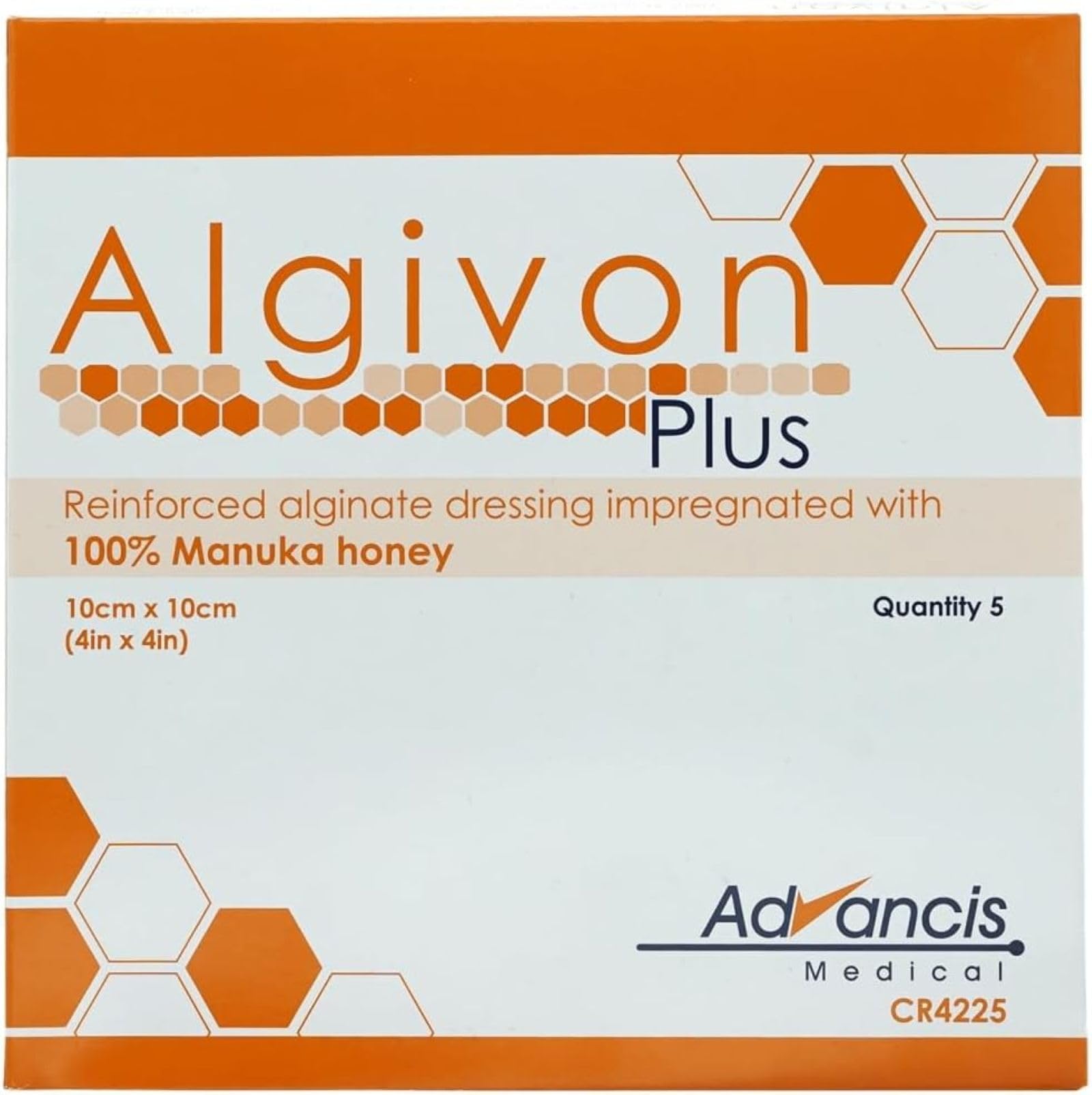 Algivon Plus Manuka Honey Alginate Square Wound Dressing, 10 x 10 cm