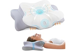 FAIORD Cervical Pillow for Neck and Shoulder, Ergonomic Contour Memory Foam Pillows for Sleeping with Washable Pillowcase, Cooling Neck Support Pillow for Side Back Stomach Sleeper-Grey-King Size