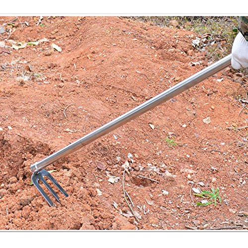 LUBAN Thickened Stainless Steel Long Handle Rake Outdoor Farm Tools Digging Weeding Seeding Cultivating Multipurpose(Rake)