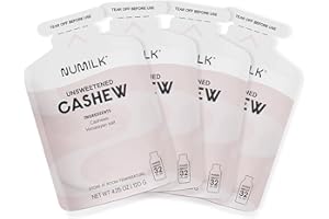 Numilk Pouches 4-Pack - Unsweetened Cashew - Creamy Plant-Based Milk in Seconds - Easy-to-Use with the Numilk Nut Milk Maker Machine - Dairy Free Milk Beverage - One Pouch Makes 32oz