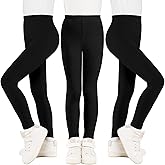 BOOPH Girls Leggings Full Length Stretchy Pants Cotton Kids Footless 2-14 Years