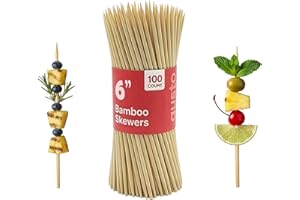 Gusto [6 Inch - 100 Count] Bamboo Skewers for Shish Kabob, Grilling, Fruits, Appetizers, and Cocktails - Formerly Comfy Package