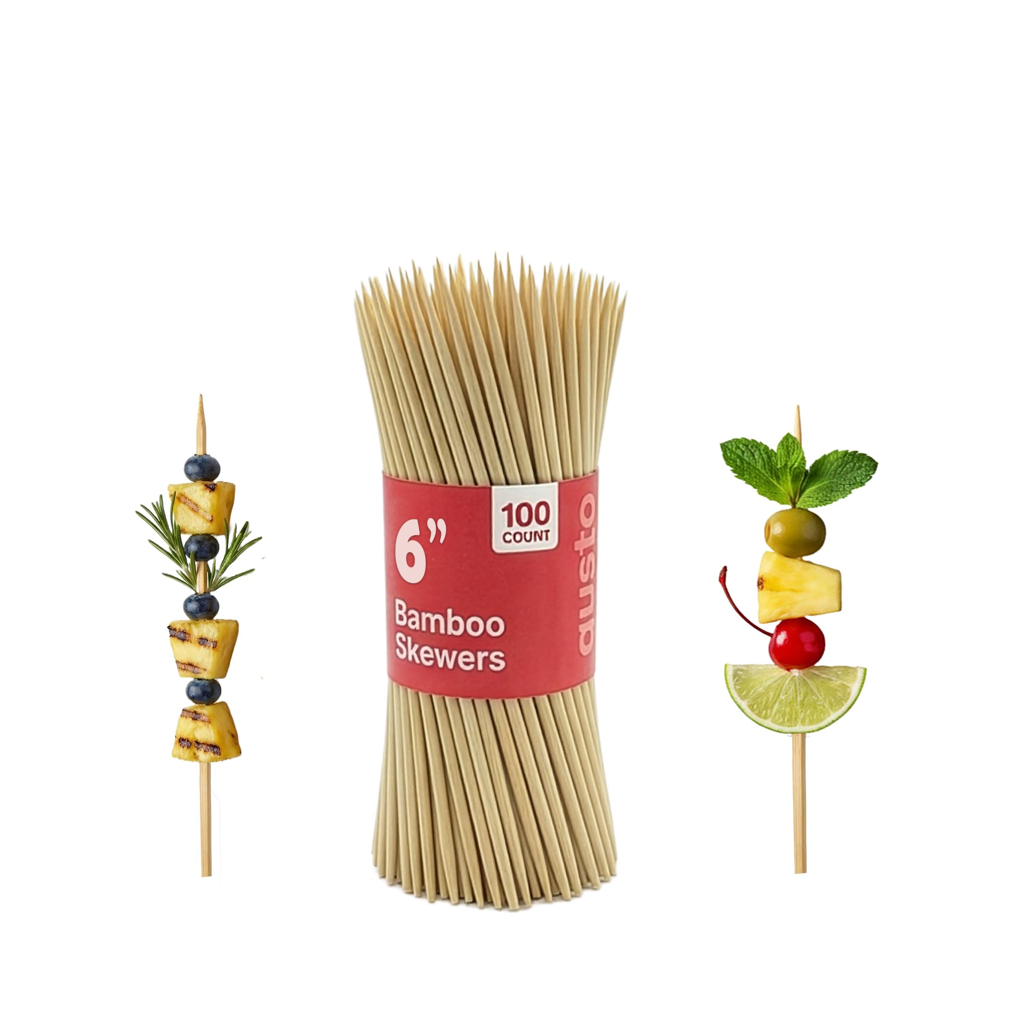 Photo 1 of GUSTO [6 Inch - 100 Count] Bamboo Skewers for Shish Kabob, Grilling, Fruits, Appetizers, and Cocktails (Formerly Comfy Package)