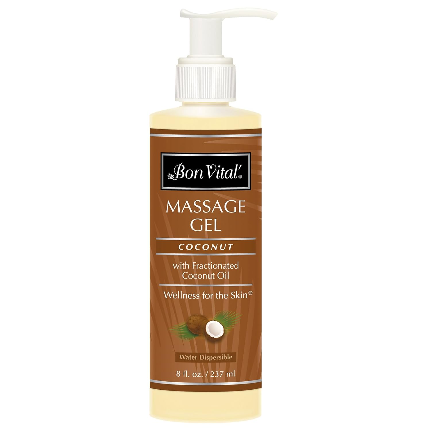 Bon Vital' Coconut Massage Gel Made with 100% Pure Fractionated Coconut Oil, Great for at-Home Use in Relaxing Back Massages & Neck Massages, Moisturizes Skin Without Clogging Pores, 8 Ounce Pump: Industrial & Scientific