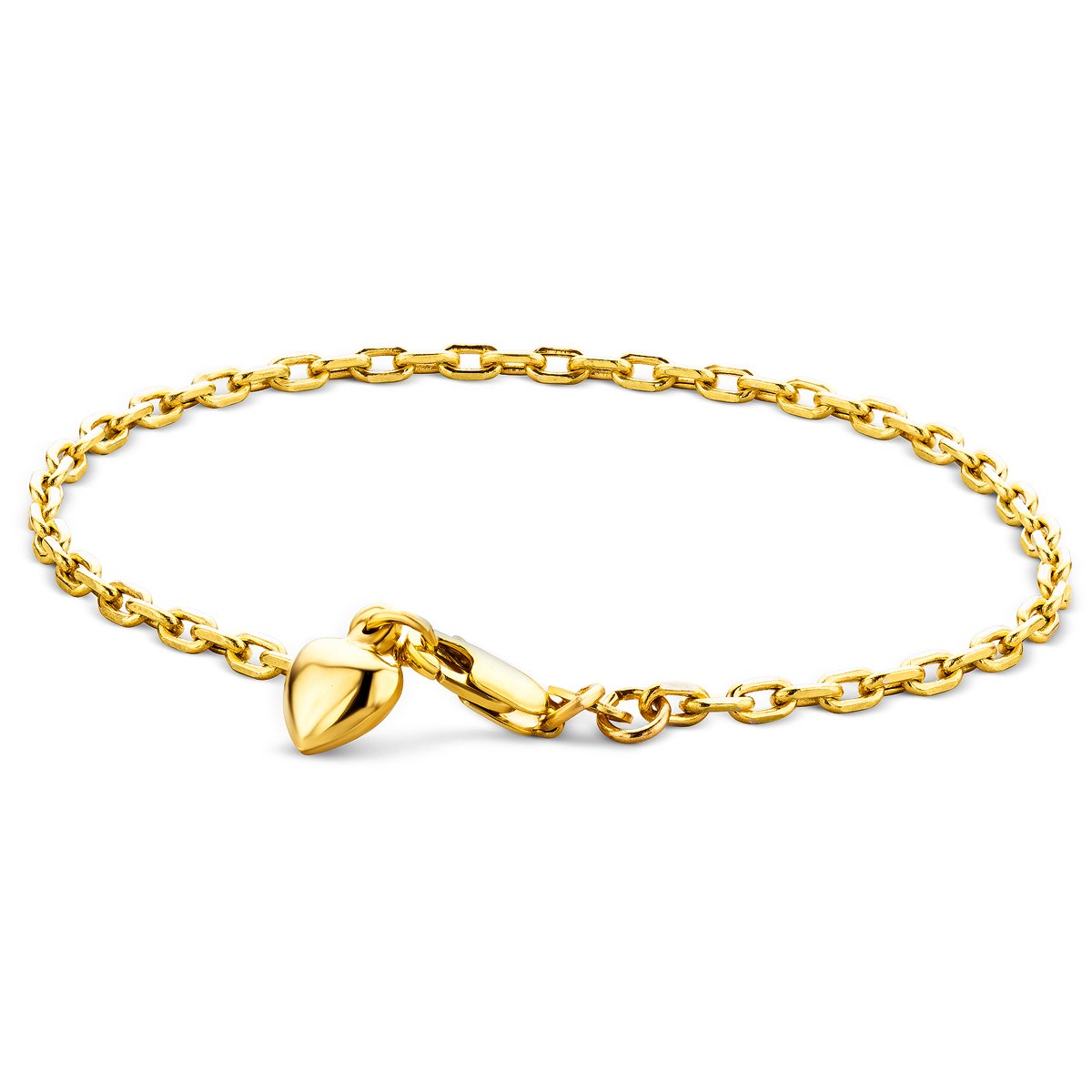 OROVI Bracelets for Women –9 Carat (375) Yellow Gold – Heart Charm Bracelet, Gold Bracelet with Heart Pendant, Hypoallergenic, Womens jewellery Made in Italy, with elegant Jewellery Box