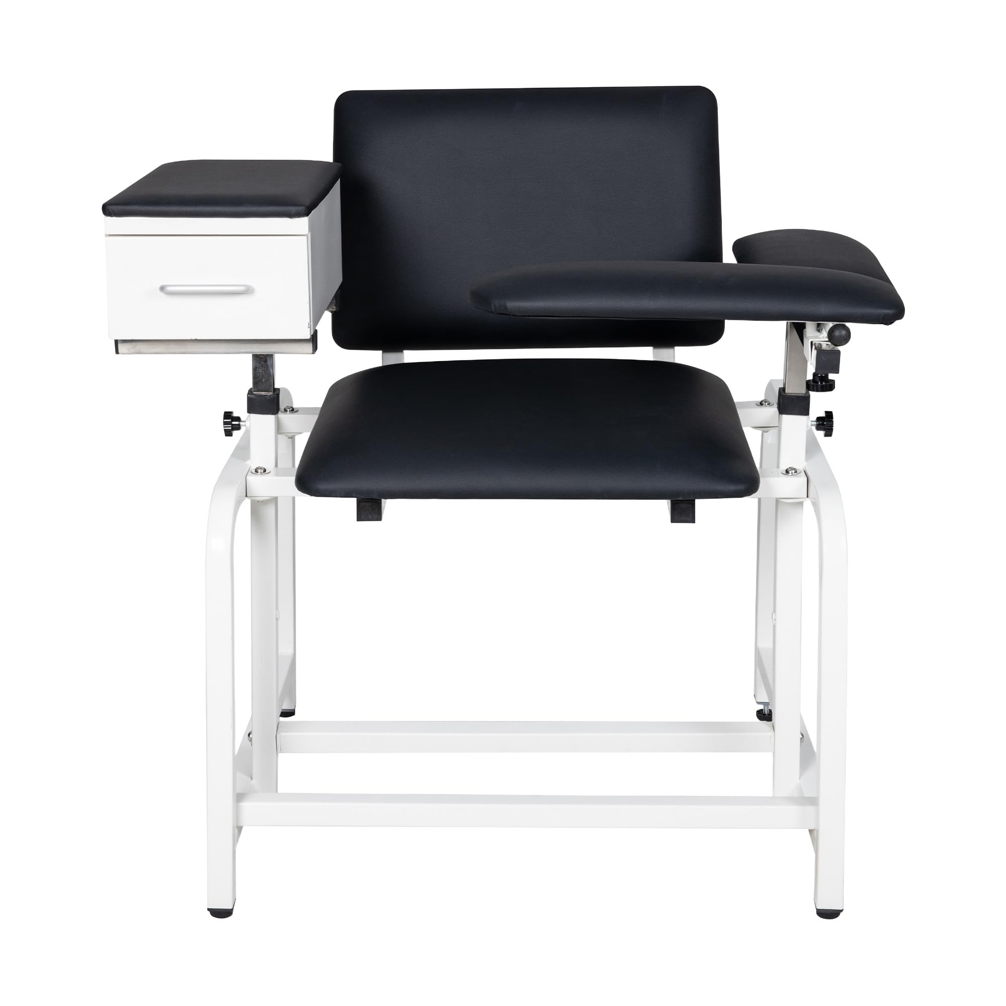Photo 1 of GIRISHIP Phlebotomy Chair with Soft Cushion, Lab Blood Drawing Chair with Storage Drawer, Adjustable Armrests, Black, Large Capacity Drawer
