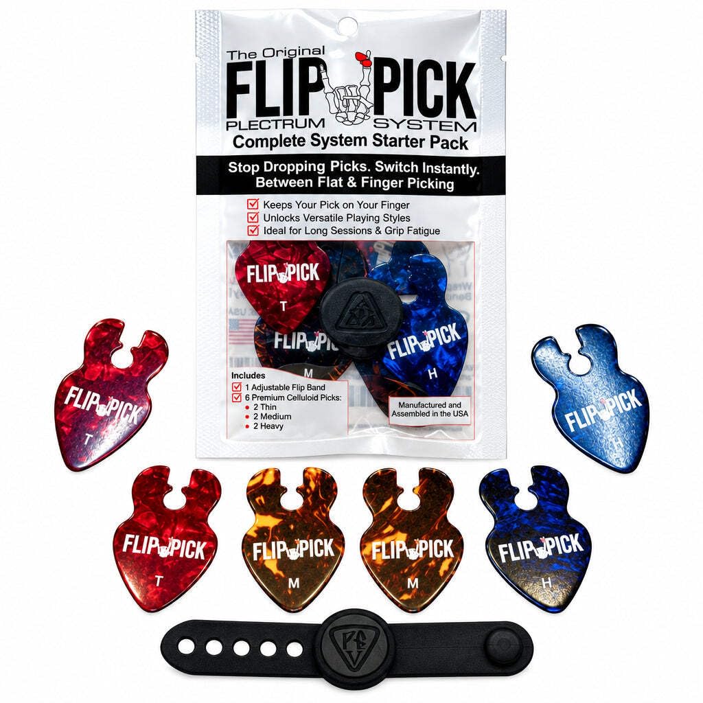 Flip Pick Next Generation Starter Pack Wearable Guitar Pick System | Finger-mounted pick system lets you switch instantly bet