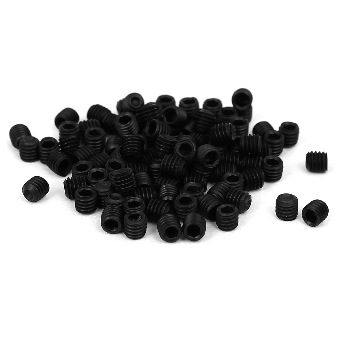 Sourcingmap DIN916 M3x3mm Metal Grade 10.9 Hex Socket Set Screw Bolt Fastener Black 100pcs