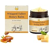 Go2bedroom Grass-Fed Beef Tallow for Skin with Honey - Natural Beef Tallow Moisturizer for Face & Body - Rich in Vitamins A, D, E & K - Deeply Hydrating Cream for Dry, Sensitive Skin (4.23 oz)