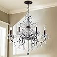Saint Mossi 6 Light Crystal Chandelier Light Fixture Modern Chandelier Crystal Lighting, K9 Crystal Pendant Raindrop Chandelier for Dining Room,Bedroom,Living Room,H23 x D24