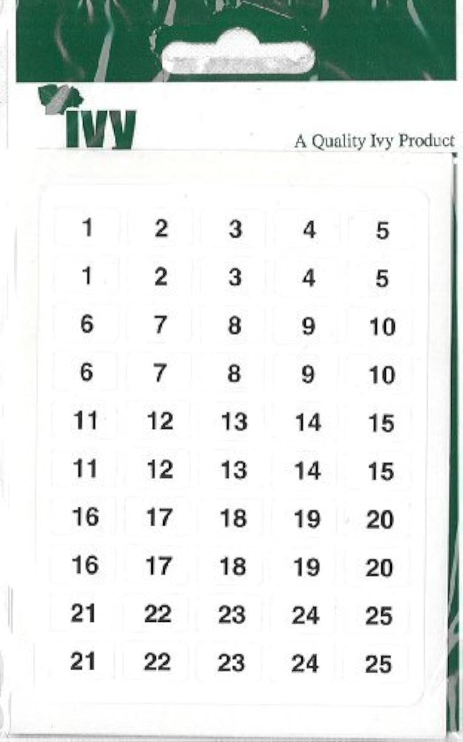 Ivy Stickers White 1-200 numbered self adhesive Labels 8x13 mm, 231030
