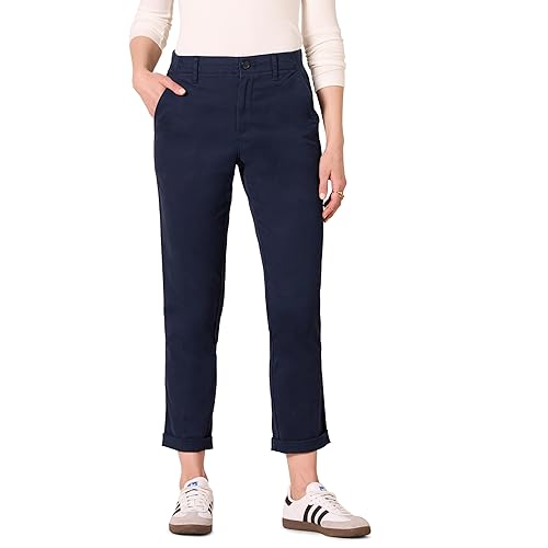 Amazon Essentials Women's High-Rise Regular-Fit Ankle-Length Tapered-Leg Khaki Pant, Navy, 20