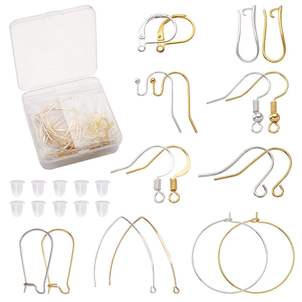 Cheriswelry 180pcs Earring Hooks French Earwires Leverback Earring Findings with Safety Ear Backs for Earring Jewelry Making