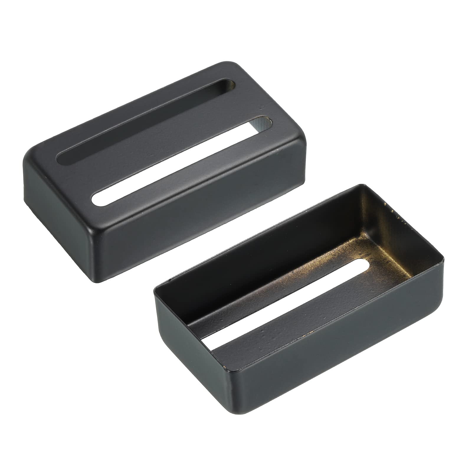 PATIKIL Guitar Pickup Cover Two Slot Double Coil Brass Pickup Cover for Electric Guitar Black 2 Pack