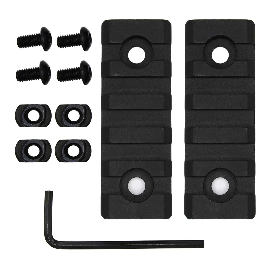 JCstarrie 2 Packs Aluminum M-Lok Picatinny Rail 3-Slot 5-Slot Lightweight MLok Picatinny Rail Section Accessories for M-LOK Compatible System