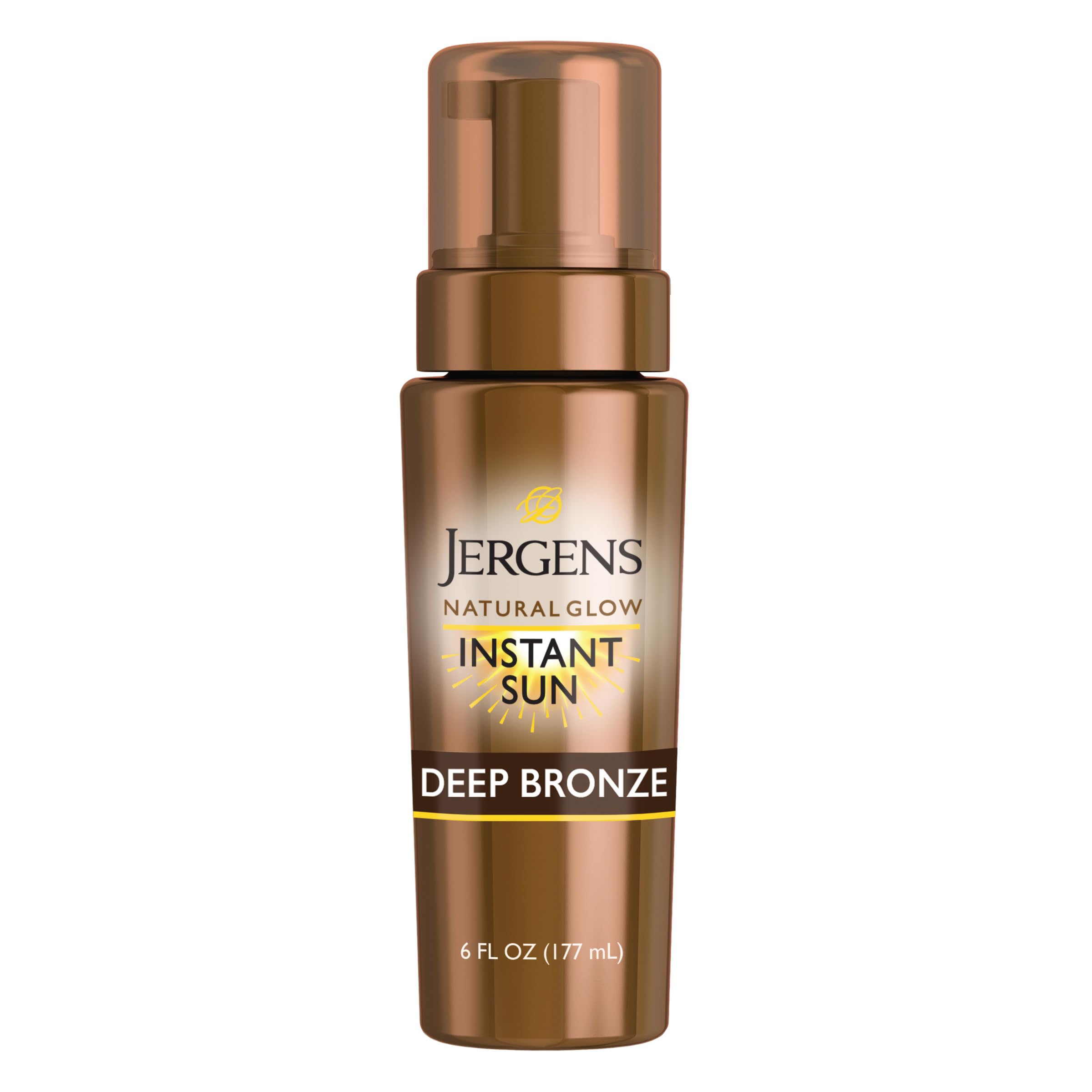 Jergens Natural Glow Instant Sun Sunless Tanning Mousse for Body, Deep Bronze, 6 Ounces