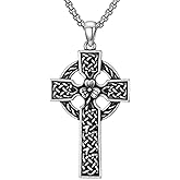 Lattd Celtic Cross Knot Necklace 925 Sterling Silver Clover Celtic Knot Pendant Irish Jewelry for Women Men