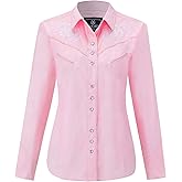 SALVAJE OESTE Women's Embroidered Western Cowgirl Slim Fit Shirt Snap Button Down Long Sleeve Shirt with Floral Embroidery