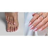 BTArtbox Press On Nails and Toenails Set, Light Weight &amp; Fit Perfectly Press on Toe&amp;Hand Nails Kit