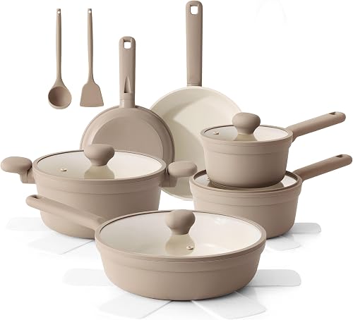 SENSARTE Ceramic Nonstick Pots and Pans Set 17pcs