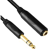 Devinal Cable de extensión de auriculares estéreo de 0.250 in de 1/4 de pulgada macho a 1/4 hembra estéreo para guitarra, cab