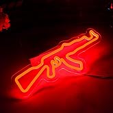 Gun Neon Sign for Wall Decor LED Light Up Sign for Gun Room Accessories Man Cave Lamp Wall Art Gift 16.5"×6.3"
