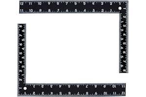 YIKANGHENG Carpenter Square Ruler, 2 Pcs 12 Inch x 8 Inch Stainless Steel Right Angle L Shape Ruler for Framing Tools (2)